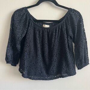 Hollister Black Eyelet Top
